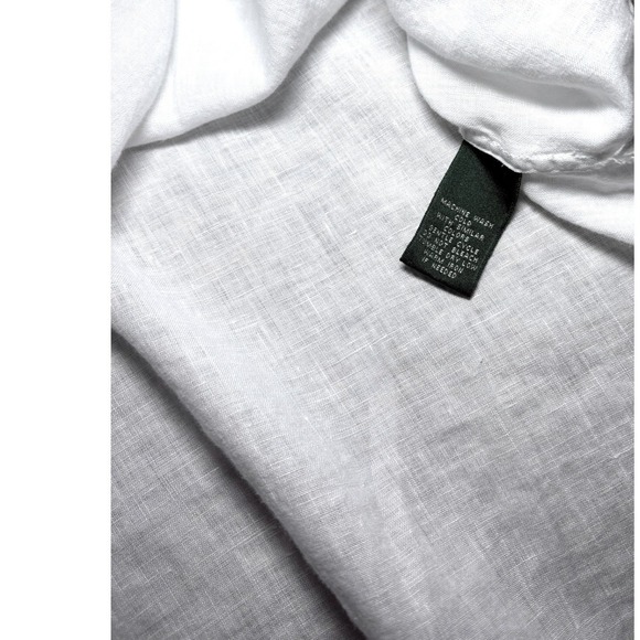 Lauren Ralph Lauren White Linen Embroidered V Neck Tunic Top Womens Large - Picture 6 of 8